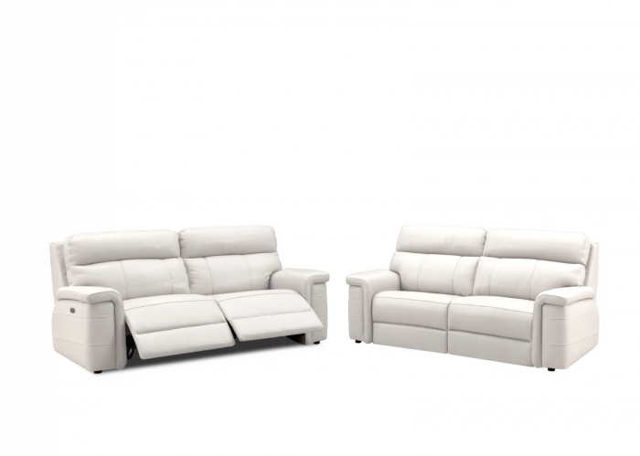 Set 2 canapele NABUCCO, canapea 3 locuri cu 2 reclinere electrice bi-motorizate, tetiere reglabile electric, port USB, 216x103 cm si canapea 2 locuri fara reclinere, 172x103 cm, Piele naturala Italian [1]