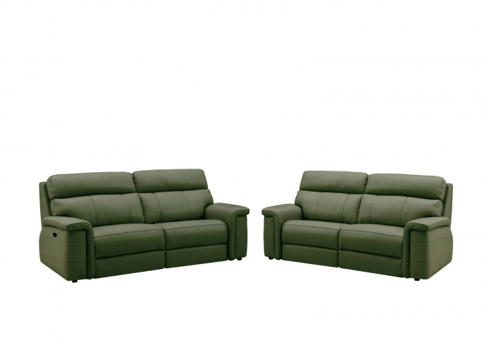 Set 2 canapele NABUCCO, canapea 3 locuri cu 2 reclinere electrice bi-motorizate, tetiere reglabile electric, port USB, 216x103 cm si canapea 2 locuri fara reclinere, 172x103 cm, Piele naturala Italian [2]
