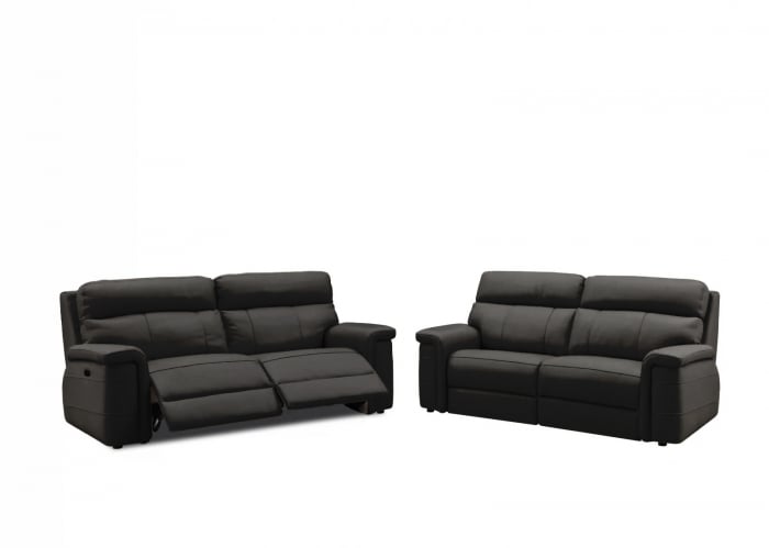 Set 2 canapele NABUCCO, canapea 3 locuri cu 2 reclinere electrice bi-motorizate, tetiere reglabile electric, port USB, 216x103 cm si canapea 2 locuri fara reclinere, 172x103 cm, Piele naturala Italian [1]