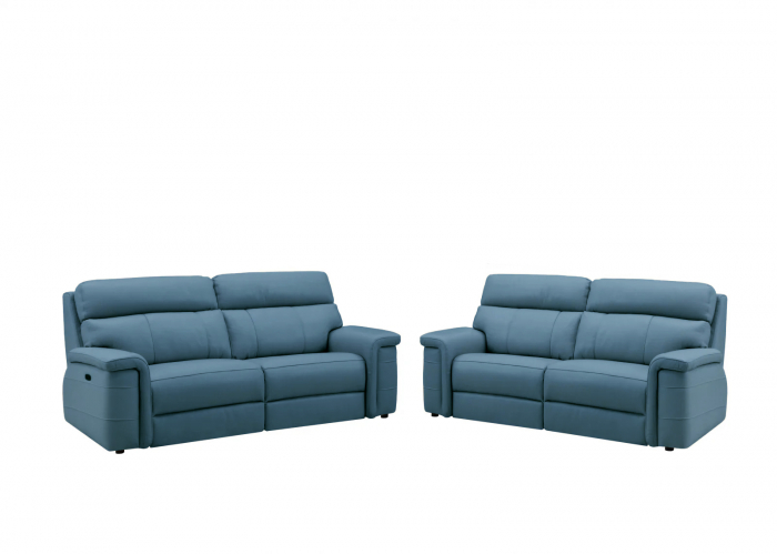 Set 2 canapele NABUCCO, canapea 3 locuri cu 2 reclinere electrice bi-motorizate, tetiere reglabile electric, port USB, 216x103 cm si canapea 2 locuri fara reclinere, 172x103 cm, Piele naturala Italian [2]