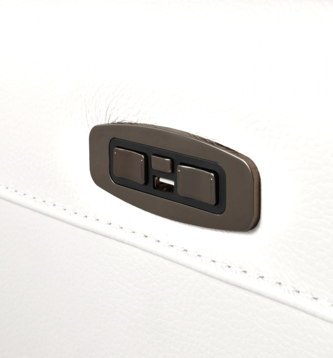 Set 2 canapele NABUCCO, canapea 3 locuri cu 2 reclinere electrice bi-motorizate, tetiere reglabile electric, port USB, 216x103 cm si canapea 2 locuri fara reclinere, 172x103 cm, Piele naturala Italian [5]