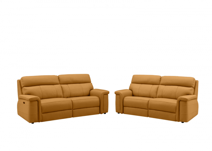 Set 2 canapele NABUCCO, canapea 3 locuri cu 2 reclinere electrice bi-motorizate, tetiere reglabile electric, port USB, 216x103 cm si canapea 2 locuri fara reclinere, 172x103 cm, Piele naturala Italian [2]
