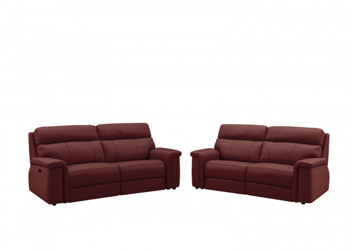 Set 2 canapele NABUCCO, canapea 3 locuri cu 2 reclinere electrice bi-motorizate, tetiere reglabile electric, port USB, 216x103 cm si canapea 2 locuri fara reclinere, 172x103 cm, Piele naturala Italian [2]