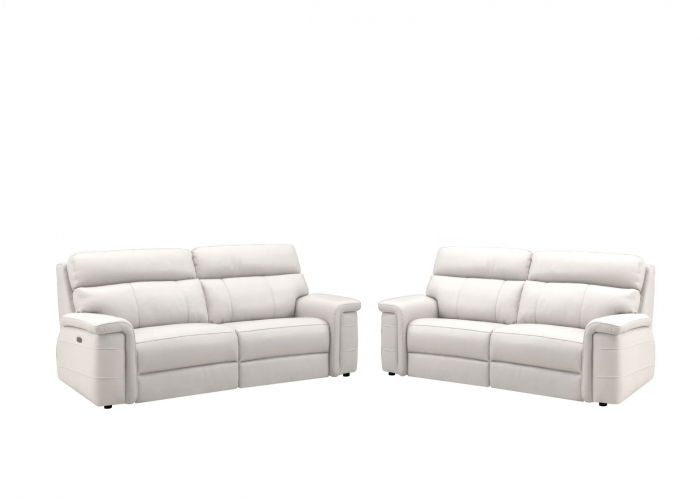 Set 2 canapele NABUCCO, canapea 3 locuri cu 2 reclinere electrice bi-motorizate, tetiere reglabile electric, port USB, 216x103 cm si canapea 2 locuri fara reclinere, 172x103 cm, Piele naturala Italian [2]