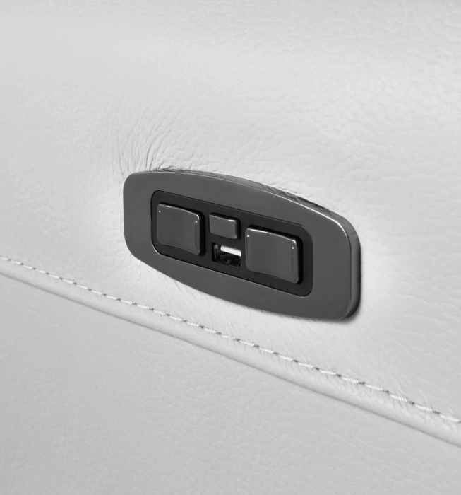 Set 2 canapele NABUCCO, canapea 3 locuri cu 2 reclinere electrice bi-motorizate, tetiere reglabile electric, port USB, 216x103 cm si canapea 2 locuri fara reclinere, 172x103 cm, Piele naturala Italian [5]