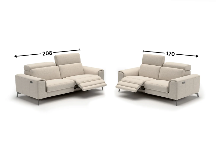 Set canapele BALTIC, 3 locuri cu 2 reclinere electrice (208 cm) și 2 locuri cu 2 reclinere electrice (170 cm), tetiere reglabile și port USB, stofă [4]