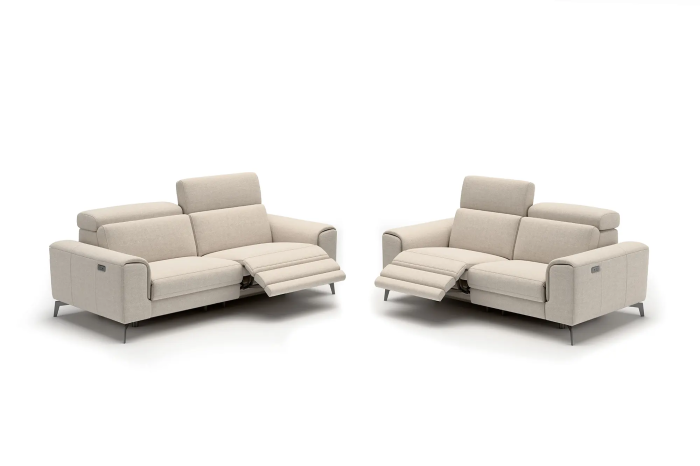 Set canapele BALTIC, 3 locuri cu 2 reclinere electrice (208 cm) și 2 locuri cu 2 reclinere electrice (170 cm), tetiere reglabile și port USB, stofă [2]