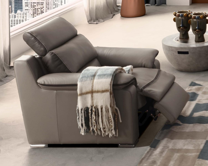 Set canapele BELLO, 3-locuri cu 2-reclinere electrice, 2-locuri fără reclinere si fotoliu cu recliner electric, tetiere reglabile, piele naturala italiana [4]