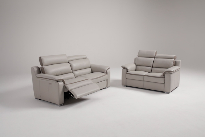 Set canapele BELLO, 3-locuri cu 2-reclinere electrice si 2-locuri fără reclinere, tetiere reglabile, piele naturala italiana [2]