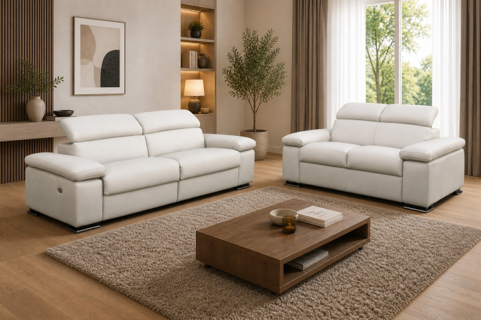 Set canapele ERMIONE din piele naturală italiană, cu reclinere electrice [2]
