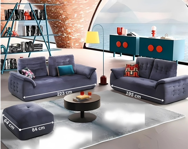 Set canapele FELIX, 3 locuri cu spatare mobile, 223x106/117 cm, 2 locuri cu spatare mobile, 195x106/117 cm si taburet, 84x64 cm stofa [3]
