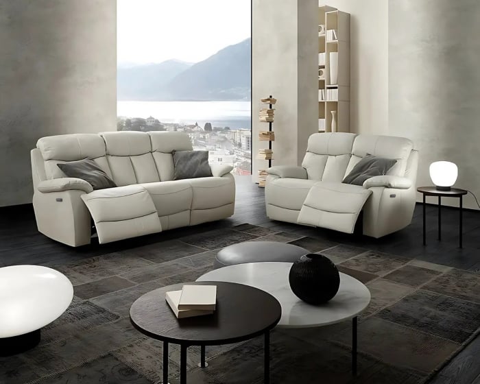 Set canapele GHITA, 3-locuri cu 2-reclinere electrice  si 2-locuri cu 2-reclinere electrice, piele [1]