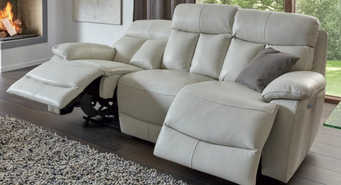 Set canapele GHITA, 3-locuri cu 2-reclinere electrice  si 2-locuri fara recliner si fotoliu cu recliner electric, piele [3]