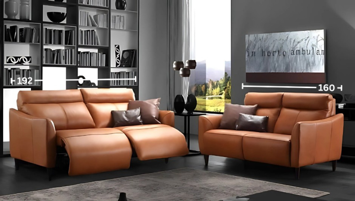 Set canapele MANERA, 3-locuri cu 2-reclinere electrice  si 2-locuri fara recliner, piele [2]