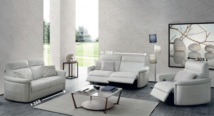 Set canapele MARACANA, 3-locuri cu 2-reclinere electrice  si 2-locuri fara recliner si fotoliu cu recliner electric, piele [2]