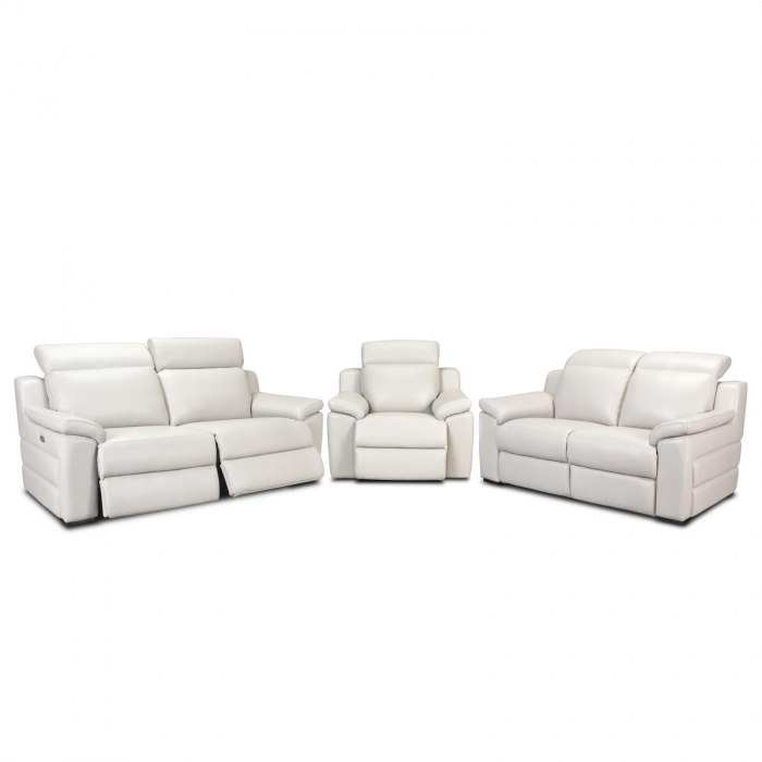 Set canapele VENTADOR, canapea 3 locuri cu 2 reclinere electrice, 196x10 cm, canapea 2 locuri fara reclinere, 176x100 cm si fotoliu cu recliner electric, Piele naturala Italiana [1]