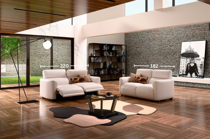 Set canapele WONKA, 3-locuri cu 2-reclinere electrice bi-motorizate si 2-locuri fara recliner, stofa [2]