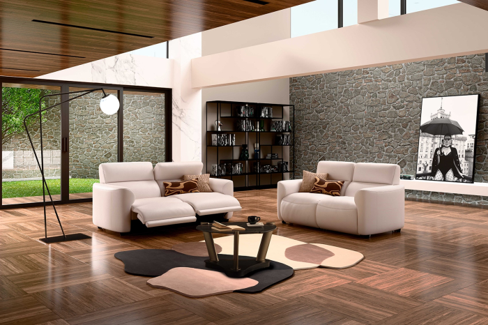Set canapele WONKA, 3-locuri cu 2-reclinere electrice bi-motorizate si 2-locuri fara recliner, stofa [1]