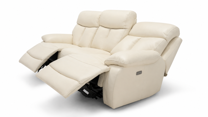 Set GHITA piele naturală crem cu canapea recliner electrică și două fotolii recliner [4]