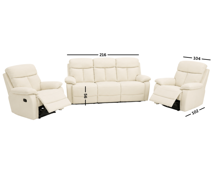 Set GHITA piele naturală crem cu canapea recliner electrică și două fotolii recliner [2]