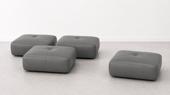 Taburet FELIX din piele naturală albă, 84 x 64 cm [3]