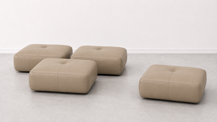 Taburet FELIX din piele naturală albă, 84 x 64 cm [3]