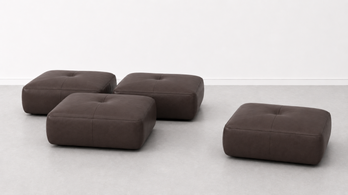 Taburet FELIX din piele naturală albă, 84 x 64 cm [3]