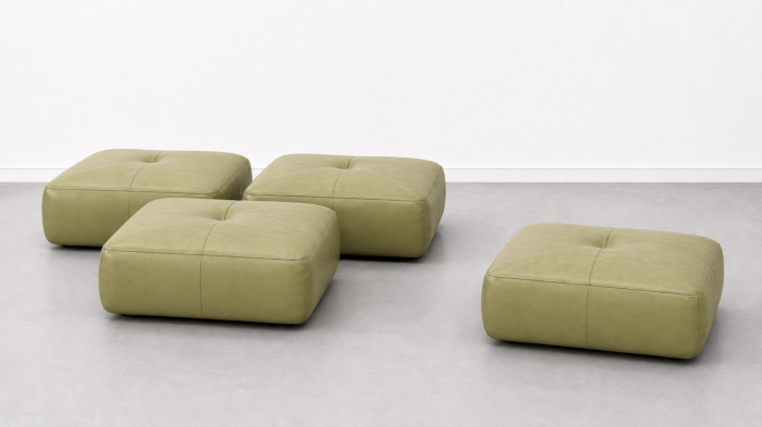 Taburet FELIX din piele naturală albă, 84 x 64 cm [3]