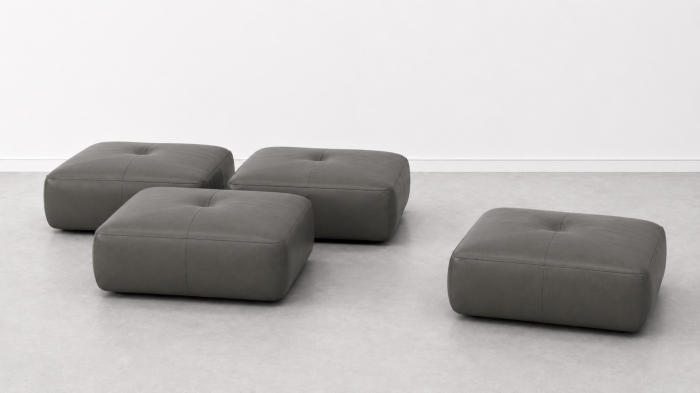 Taburet FELIX din piele naturală albă, 84 x 64 cm [3]