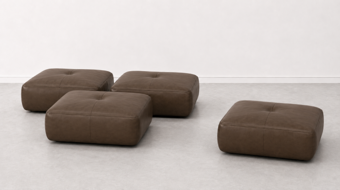 Taburet FELIX din piele naturală albă, 84 x 64 cm [3]
