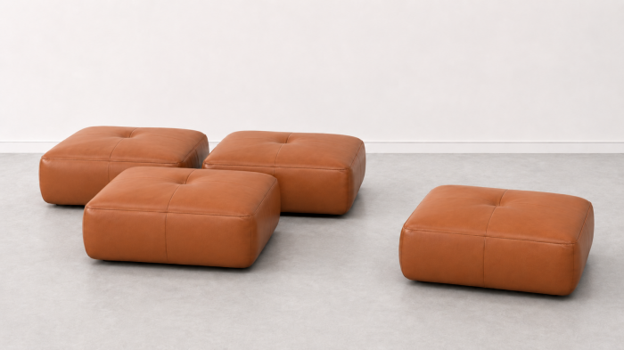 Taburet FELIX din piele naturală albă, 84 x 64 cm [3]