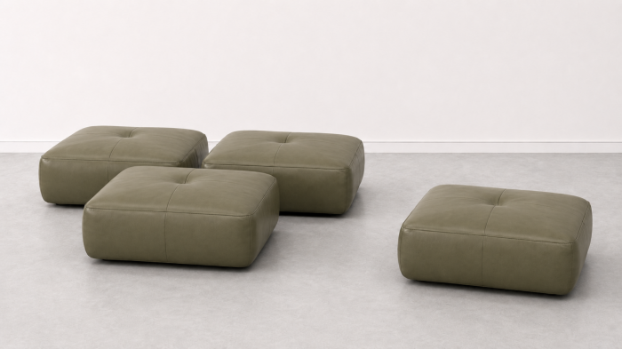 Taburet FELIX din piele naturală albă, 84 x 64 cm [3]