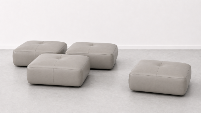 Taburet FELIX din piele naturală albă, 84 x 64 cm [3]