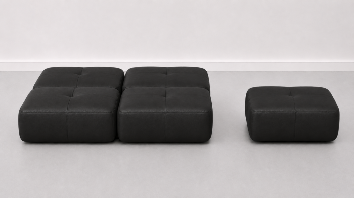 Taburet FELIX din piele naturală albă, 84 x 64 cm [4]