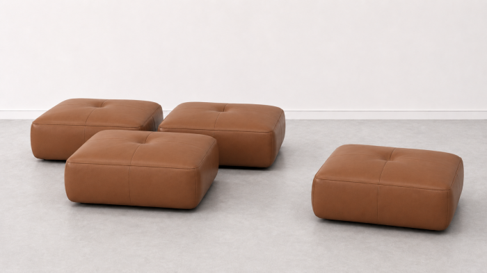 Taburet FELIX din piele naturală albă, 84 x 64 cm [3]