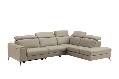 Coltar BALTIC, 3 locuri cu recliner electric stang si sezlong pe dreapta, tetiere reglabile, port USB, Piele naturala Italiana, 291x221 cm [1]