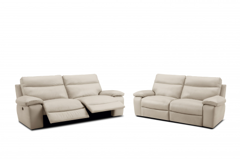 Kanapék - Set 2 canapele CASANOVA, canapea 3 locuri cu 2 reclinere electrice, 220x94 cm si canapea 2 locuri fara reclinere, 172x94 cm, Piele naturala Italiana