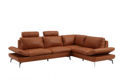 Kanapék - AUSTIN sarokkanapé, 3 személyes, innovatív karfákkal és 2 állítható fejtámlával, balos kivitel, olasz valódi bőr, 292x210 cm