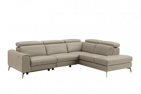 Coltar BALTIC, 3 locuri cu recliner electric stang si sezlong pe dreapta, tetiere reglabile, port USB, Piele naturala Italiana, 291x221 cm [2]