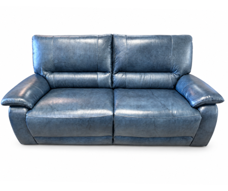 Canapele Piele - Canapea ALLEGRA fixă de 3 locuri din piele naturală Albastru Blue CAT.4-4928