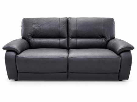 Canapele Piele - Canapea ALLEGRA fixă de 3 locuri din piele naturală Negru Lucios CAT.4-4950