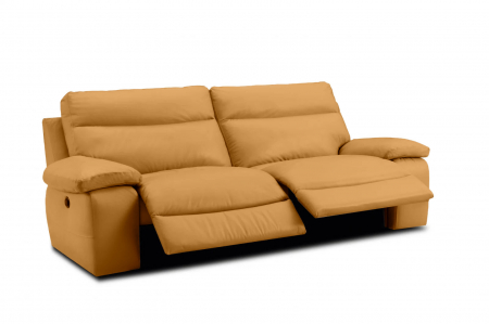 Canapea CASANOVA, 3 locuri cu 2 reclinere electrice, Piele naturala Italiana, 220x94 cm [0]