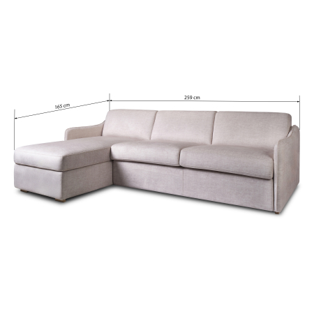 Coltar ARIANNA extensibil, element tip pat matrimonial si element sezlong interschimbabil cu lada de depozitare, Stofa, 259x201 cm [2]
