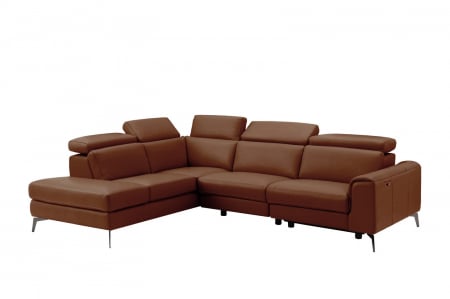 Coltar BALTIC, 3 locuri cu recliner electric dreapta si sezlong pe stanga, tetiere reglabile, port USB, Piele naturala Italiana, 291x221 cm [2]