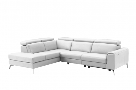 Coltar BALTIC, 3 locuri cu recliner electric dreapta si sezlong pe stanga, tetiere reglabile, port USB, Piele naturala Italiana, 291x221 cm [1]