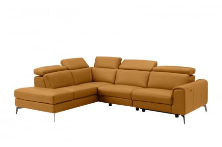 Coltar BALTIC, 3 locuri cu recliner electric dreapta si sezlong pe stanga, tetiere reglabile, port USB, Piele naturala Italiana, 291x221 cm [2]