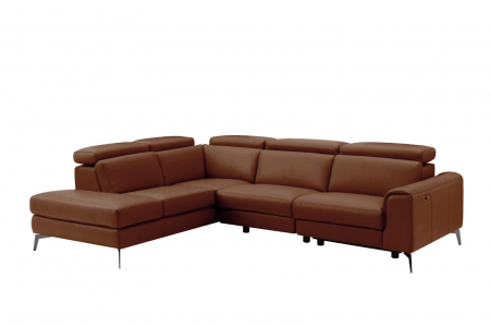 Coltar BALTIC, 3 locuri cu recliner electric dreapta si sezlong pe stanga, tetiere reglabile, port USB, Piele naturala Italiana, 291x221 cm [1]