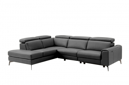 Coltar BALTIC, 3 locuri cu recliner electric dreapta si sezlong pe stanga, tetiere reglabile, port USB, Piele naturala Italiana, 291x221 cm [1]