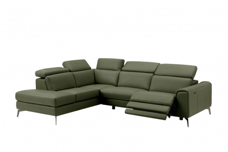 Coltar BALTIC, 3 locuri cu recliner electric dreapta si sezlong pe stanga, tetiere reglabile, port USB, Piele naturala Italiana, 291x221 cm [0]