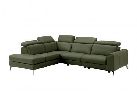 Coltar BALTIC, 3 locuri cu recliner electric dreapta si sezlong pe stanga, tetiere reglabile, port USB, Piele naturala Italiana, 291x221 cm [2]
